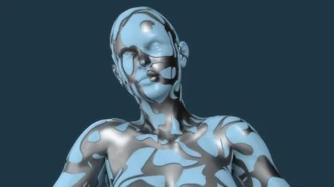 3d render. Head Human shattered portrait Stock Illustration