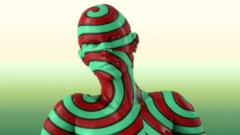 3d render. Head Human shattered portrait Illustrazione stock