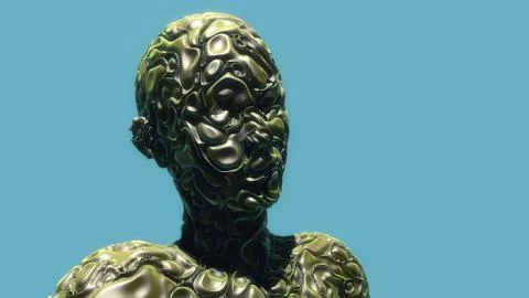 3d render. Head Human shattered portrait Stock Illustration