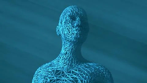 3d render. Head Human shattered portrait Stock Illustration