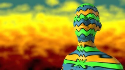 3d render. Head Human shattered portrait Stock Illustration