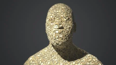 3d render. Head Human shattered portrait Illustrazione stock