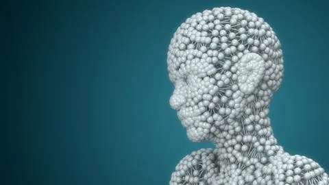 3d render. Head Human shattered portrait Stock Illustration