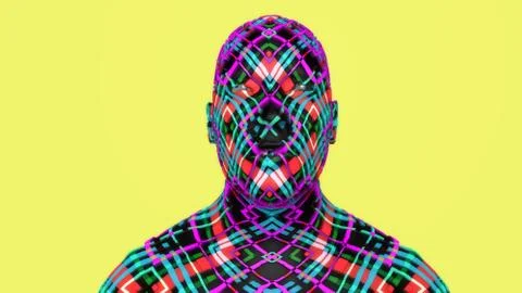 3d render. Head Human shattered portrait Stock Illustration