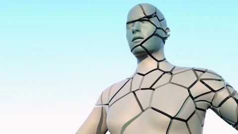 3d render. Head Human shattered portrait Stock Illustration