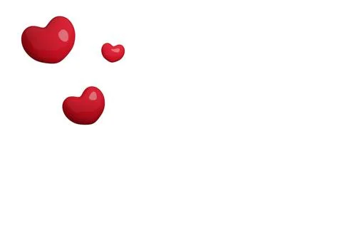 3D render heart. 3 Red realistic hearts with shadow isolated on white backgro Stock Illustration