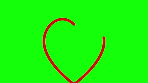 3D render of heart drawing animation on green screen background for chroma key Stock Footage 336180268