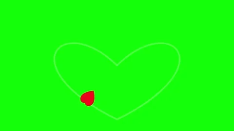 3D render of heart outline drawing on green screen background for romantic Stock Footage 336180290