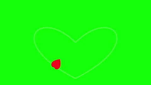 3D render of heart outline tracing animation on green screen background for Stock Footage 336180176