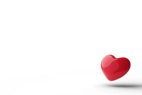 3D render heart. Red realistic heart with shadow isolated on white background Stock Illustration