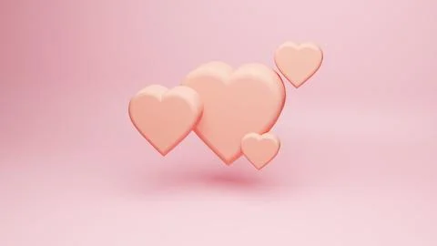 3d render of heart shaped on pink background to illustrate love, wedding, v.. Stock Illustration