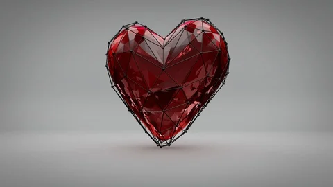 3D render heart symbol. The red ruby heart beats. Valentine's Day. Looping video Video stock 123225777