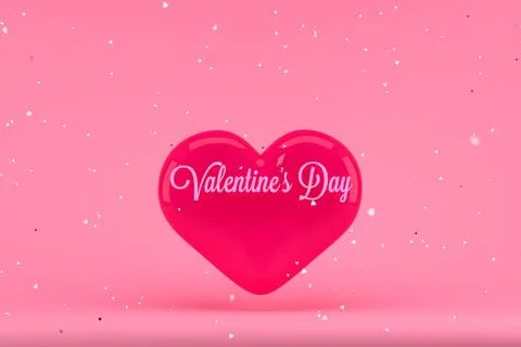 3d render heart with the words valentines day Stock Illustration