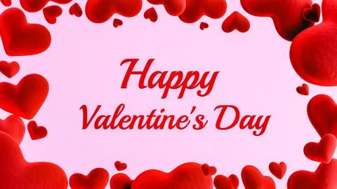 3D render with hearts floating around letters of valentine's day. Stock Illustration