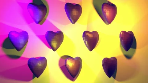 3d render hearts rotating on colorful background Stock Footage 168301894