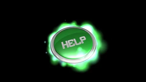 3D render of help button glowing green creating emergency support background Video stock 334447305