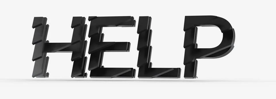 3D render of a Help sign for support service on a white background Illustrazione stock
