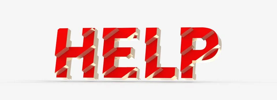 3D render of a Help sign for support service on a white background Stock Illustration