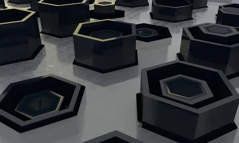 3D render of hexagon or honeycomb shapes Stock Illustration