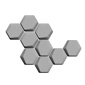 3d render of hexagones on white background Illustrazione stock