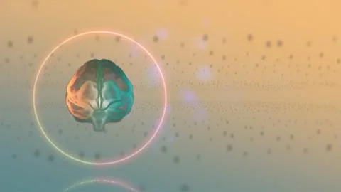 3d render high-functioning brain processing information over light digital Stock Illustration