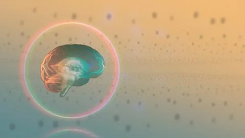 3d render high-functioning brain processing information over light digital Stock Illustration