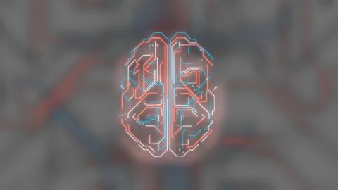 3d render of high-functioning brain processing information over light digital Stock Illustration