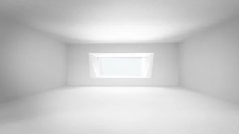 3d Render high key empty space concrete room with bright window . Stock Photos