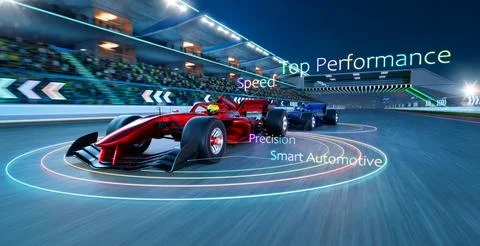 3d render High speed Smart Automotive driving concept Stock Illustration