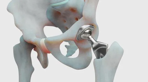 3D Render of Hip Implant Stock Illustration