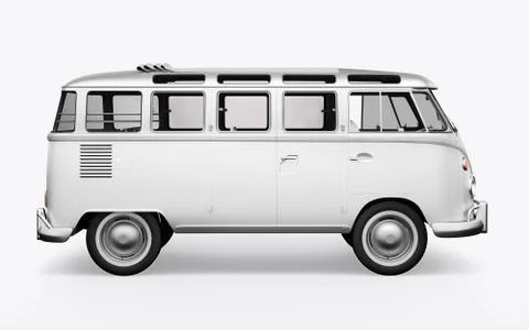 3D render hippie bus on white background Stock Illustration