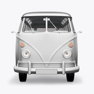 3D render hippie bus on white background 스톡 일러스트
