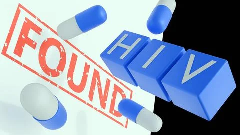 3D Render of HIV Blocks with FOUND Stamp and Medical Pill Capsules Stock Illustration