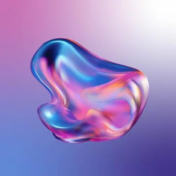 3D render holographic gradient shape. Stock Illustration