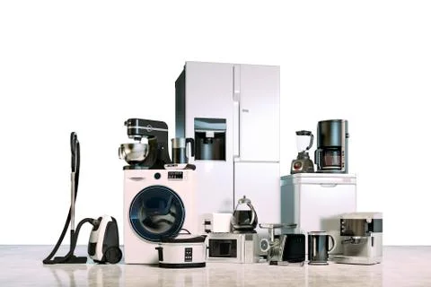 3d render of home appliances collection set Stock Illustration