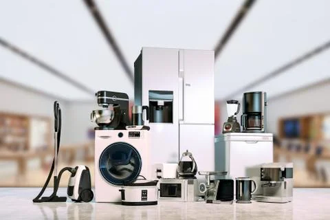 3d render of home appliances collection set Stock Illustration