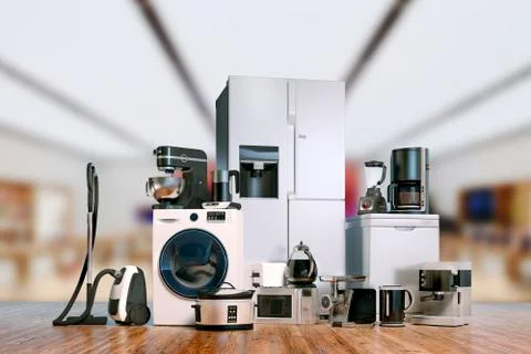 3d render of home appliances collection set Stock Illustration