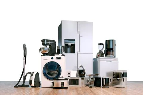 3d render of home appliances collection set Stock Illustration