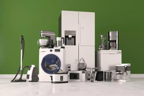 3d render of home appliances collection set Stock Illustration