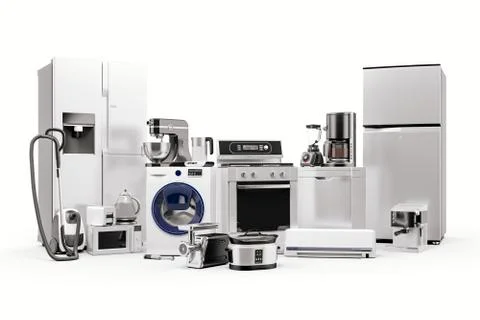 3d render of home appliances collection set Stock Illustration