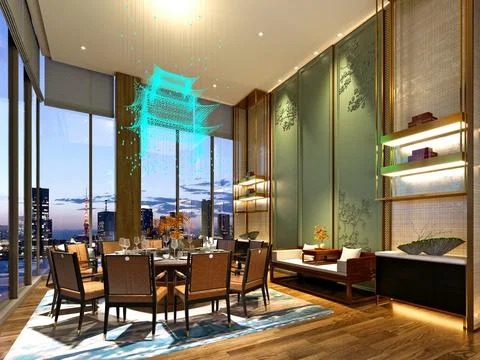 3d Render of Home Dining Room Illustrazione stock