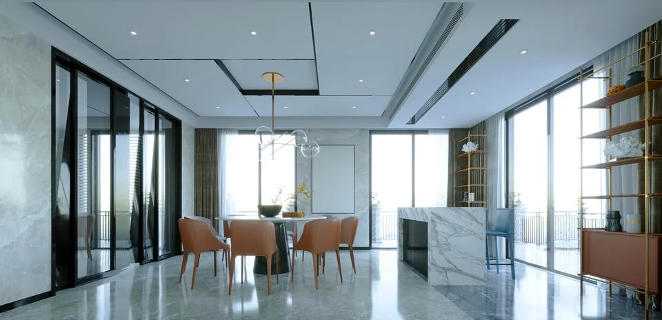 3d Render of Home Dining Room Illustrazione stock