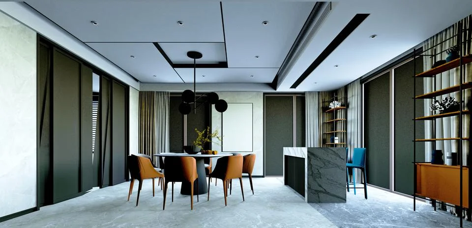 3d Render of Home Dining Room Stock Illustration
