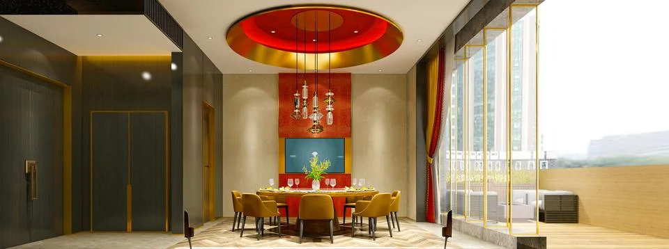 3d Render of Home Dining Room Illustrazione stock