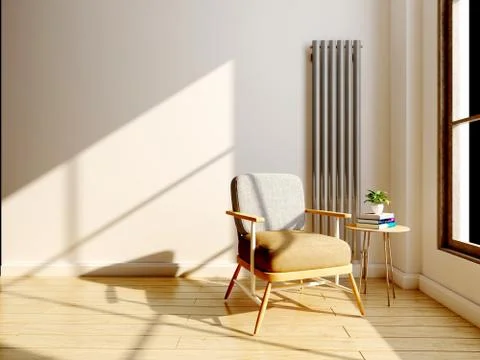 3d render of home interior corner decor Illustrazione stock