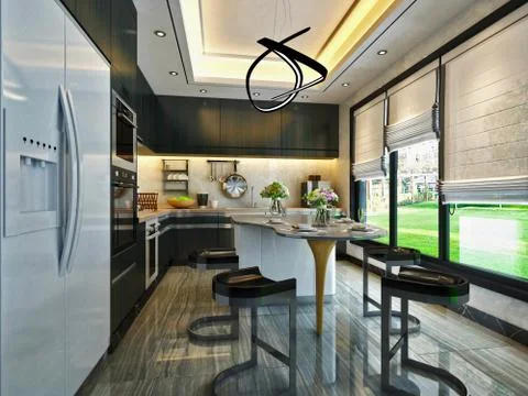 3d Render of Home Kitchen Illustrazione stock