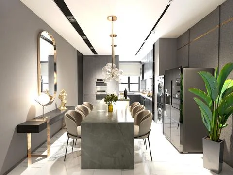 3d Render of Home Kitchen イラスト素材