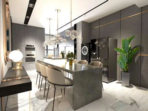 3d Render of Home Kitchen Illustrazione stock