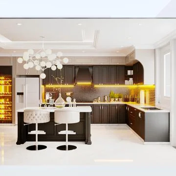 3d Render of Home Kitchen Illustrazione stock