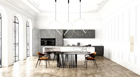 3d Render of Home Kitchen Illustrazione stock